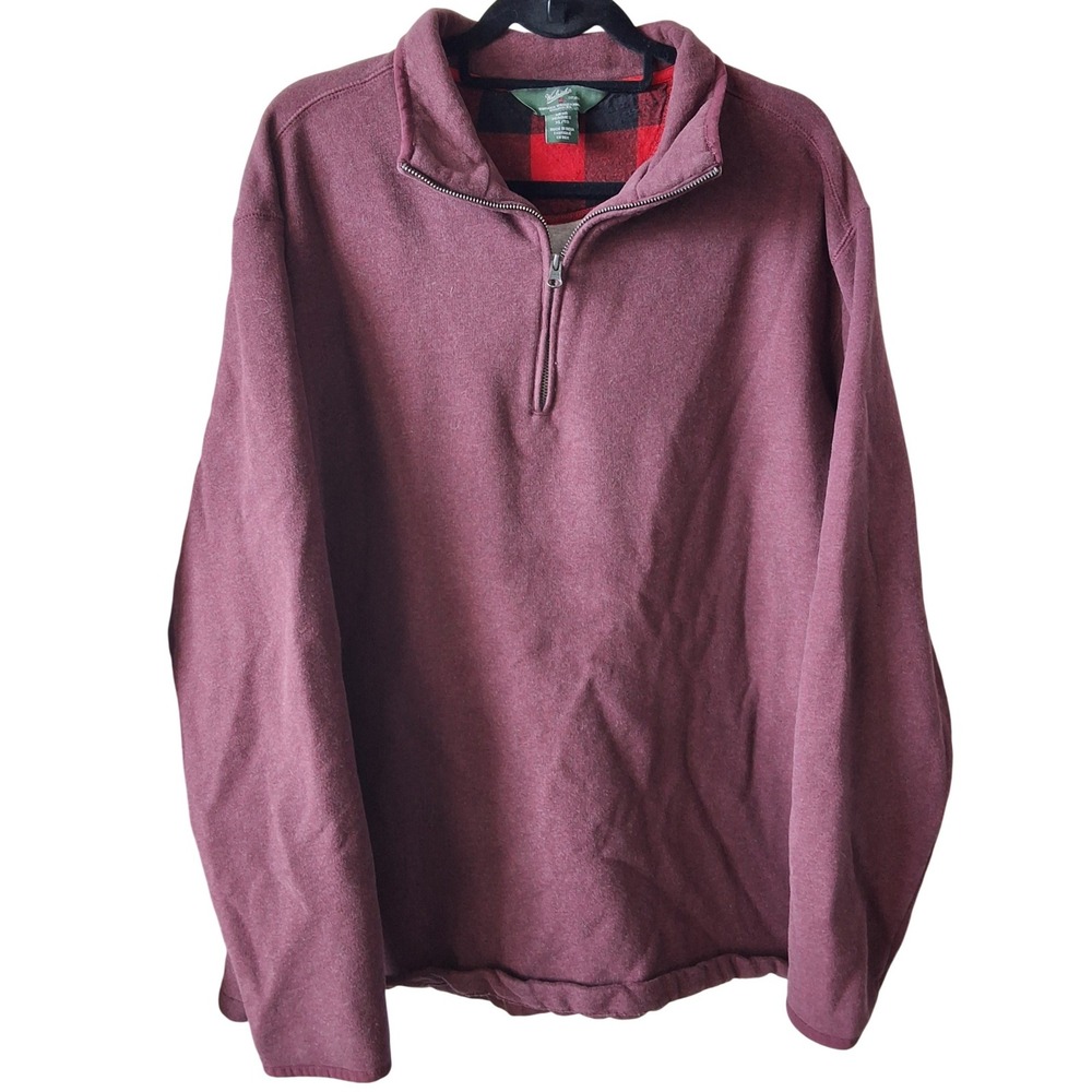 Woolrich Men‎ XL Quarter Zip Fleece Pullover Buffalo Plaid Collar Camping Hiking